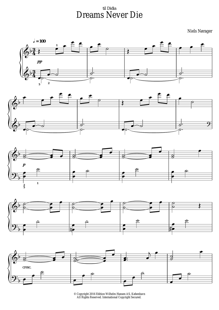 Dreams Never Die Piano Solo scores gallery preview page 1
