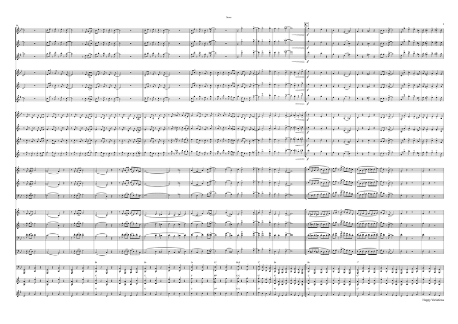 Happy (Birthday) Variations - Trumpet Quintet Brass Ensemble scores gallery preview page 3