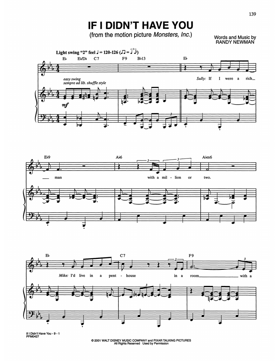 If I Didn't Have You (from Monsters, Inc.) Voice scores gallery preview page 1