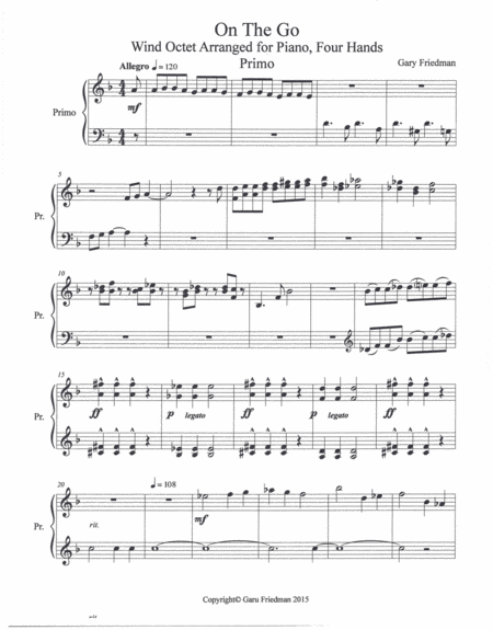 On The Go Wind Octet Arranged for Piano, Four Hands