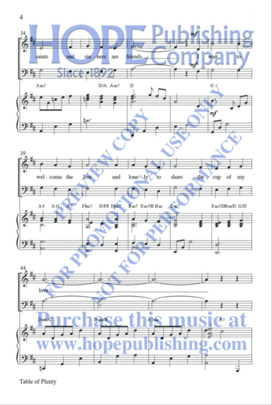 Table of Plenty Choir scores gallery preview page 5