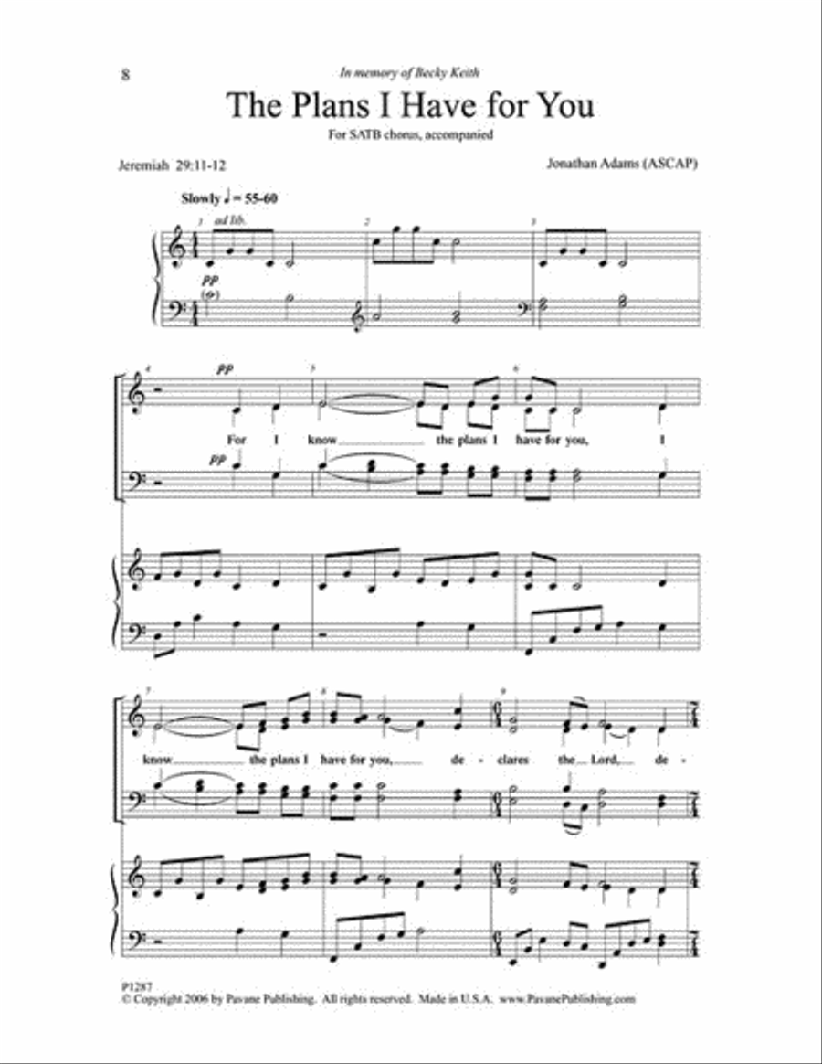 The Plans I Have for You 4-Part scores gallery preview page 2