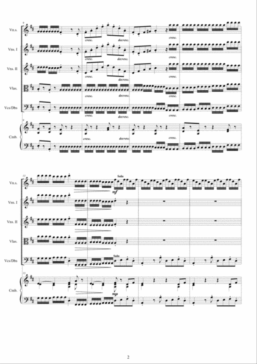 Vivaldi - Concerto No.4 in D major RV 216 Op.6 for Violin, Strings and Continuo Chamber Orchestra scores gallery preview page 2