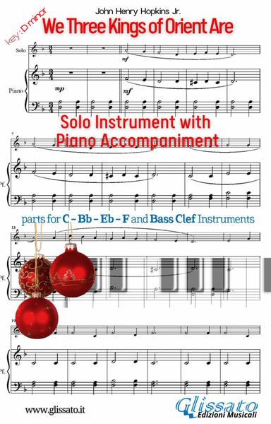 We Three Kings of Orient Are - Solo with Piano acc. (key Dm) image number null