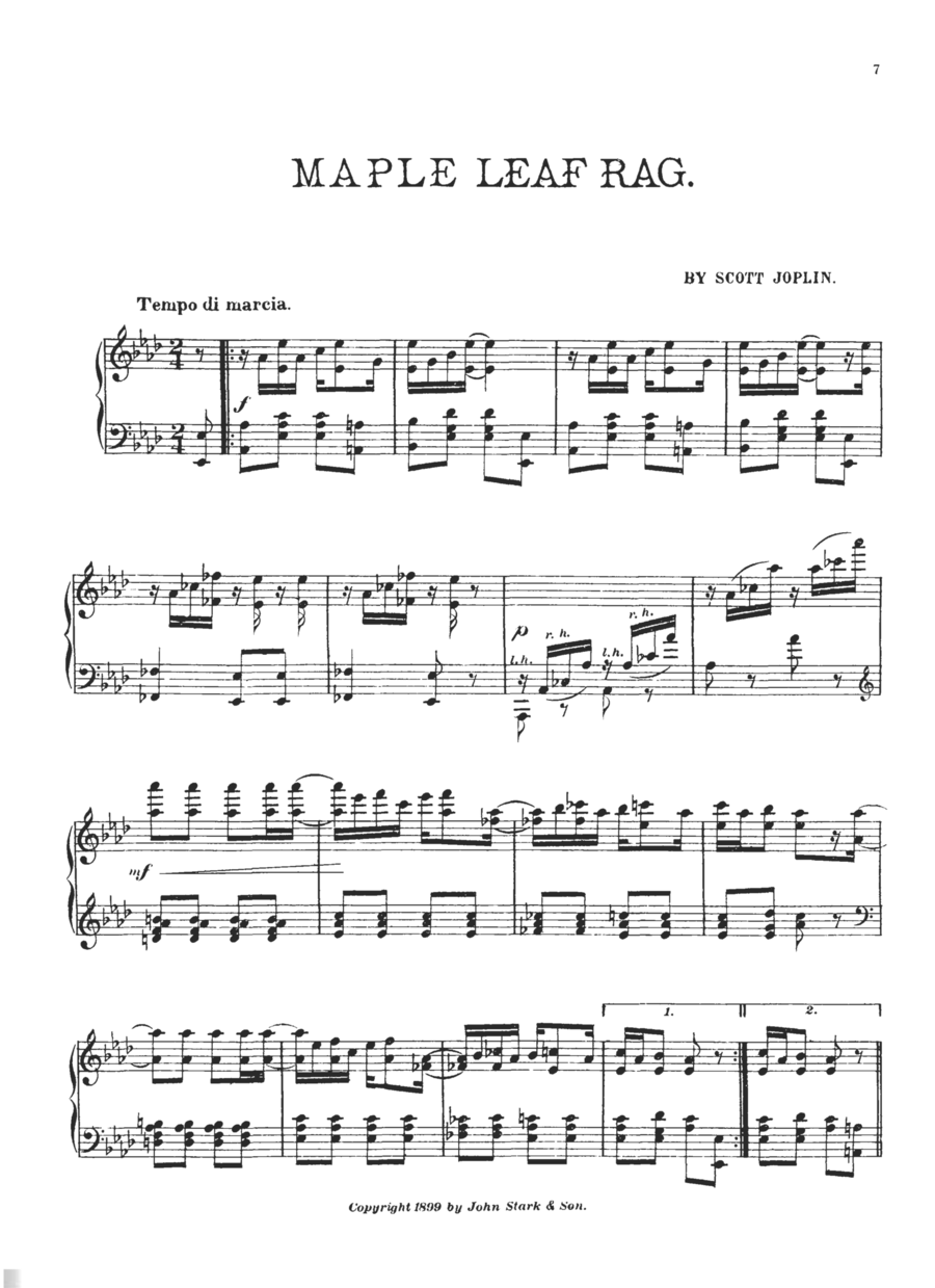 Maple Leaf Rag Piano Solo scores gallery preview page 1