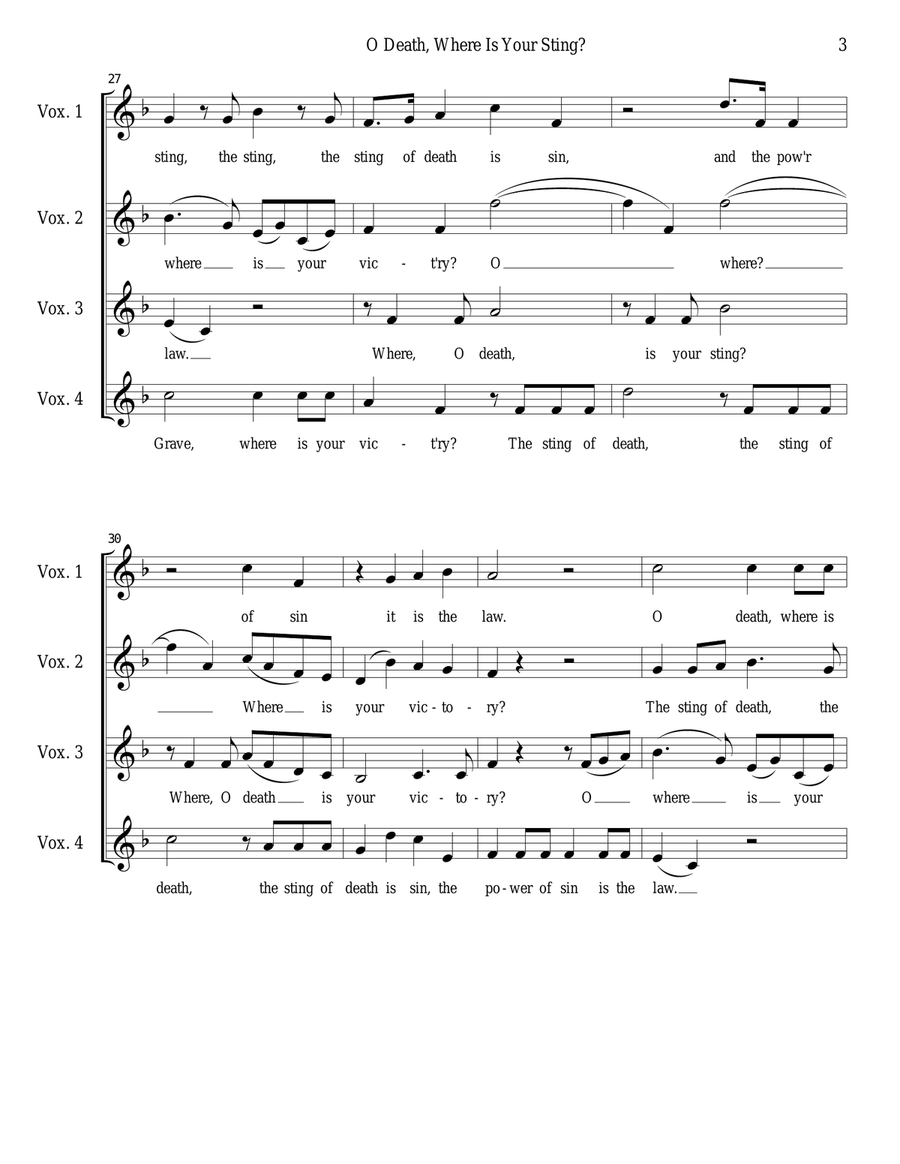 O Death, Where Is Your Sting? A Cappella scores gallery preview page 3