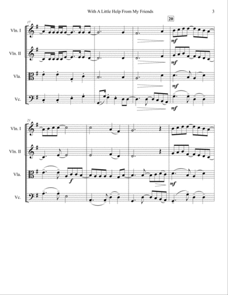 With A Little Help From My Friends String Quartet scores gallery preview page 3