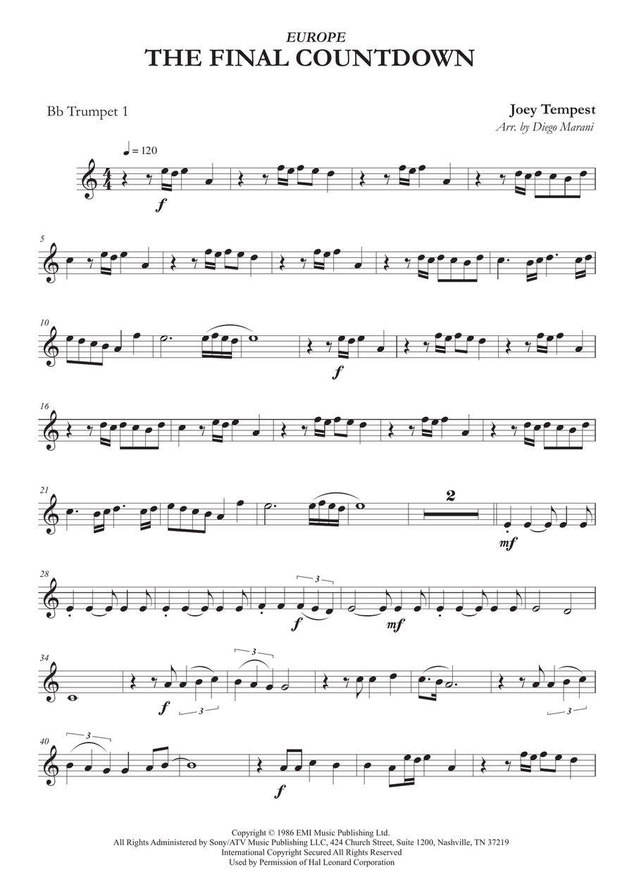 Final Countdown Brass Ensemble scores gallery preview page 1