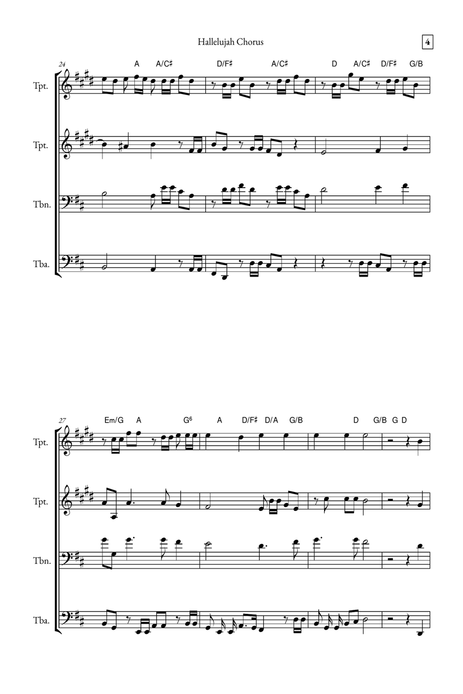 Hallelujah Chorus Brass Quartet scores gallery preview page 4
