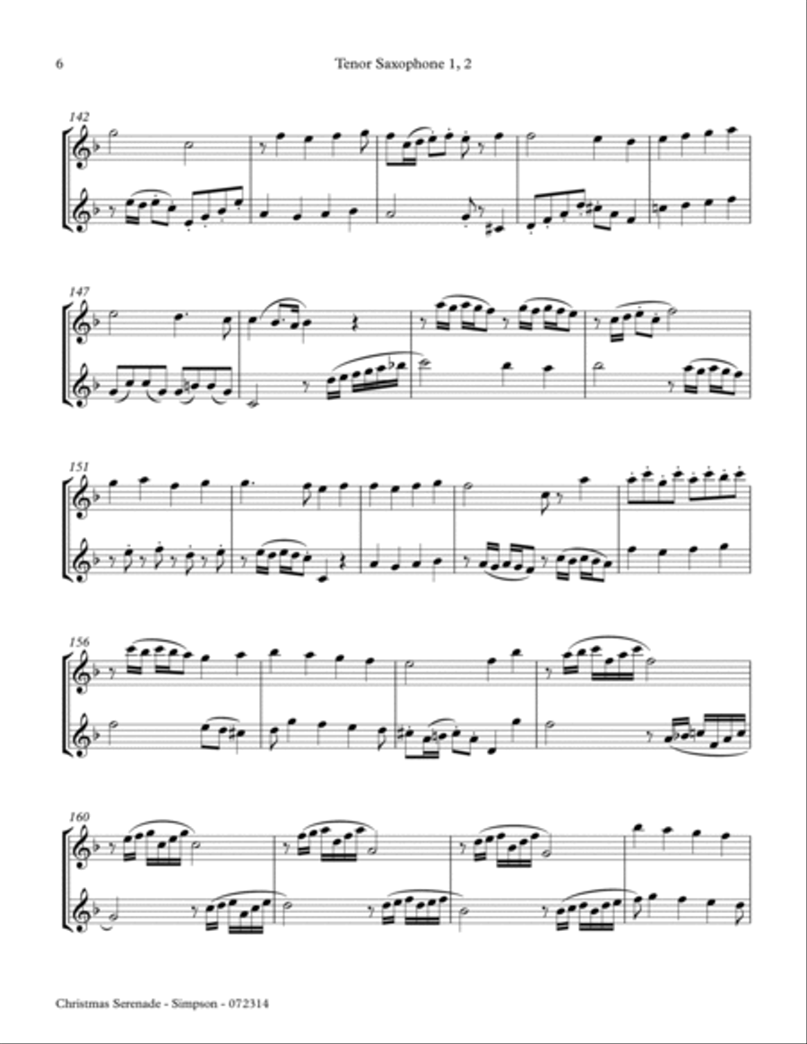 Christmas Serenade for 2 Tenor Saxophones Woodwind Duet scores gallery preview page 6