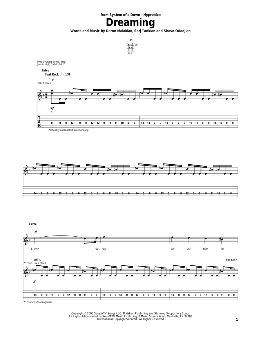 Dreaming Dreaming Electric Guitar scores gallery preview page 1