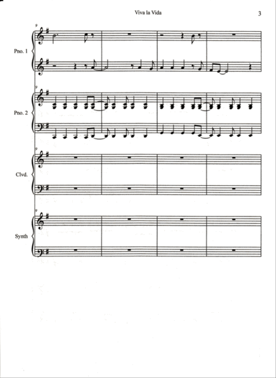 Viva La Vida Piano scores gallery preview page 4