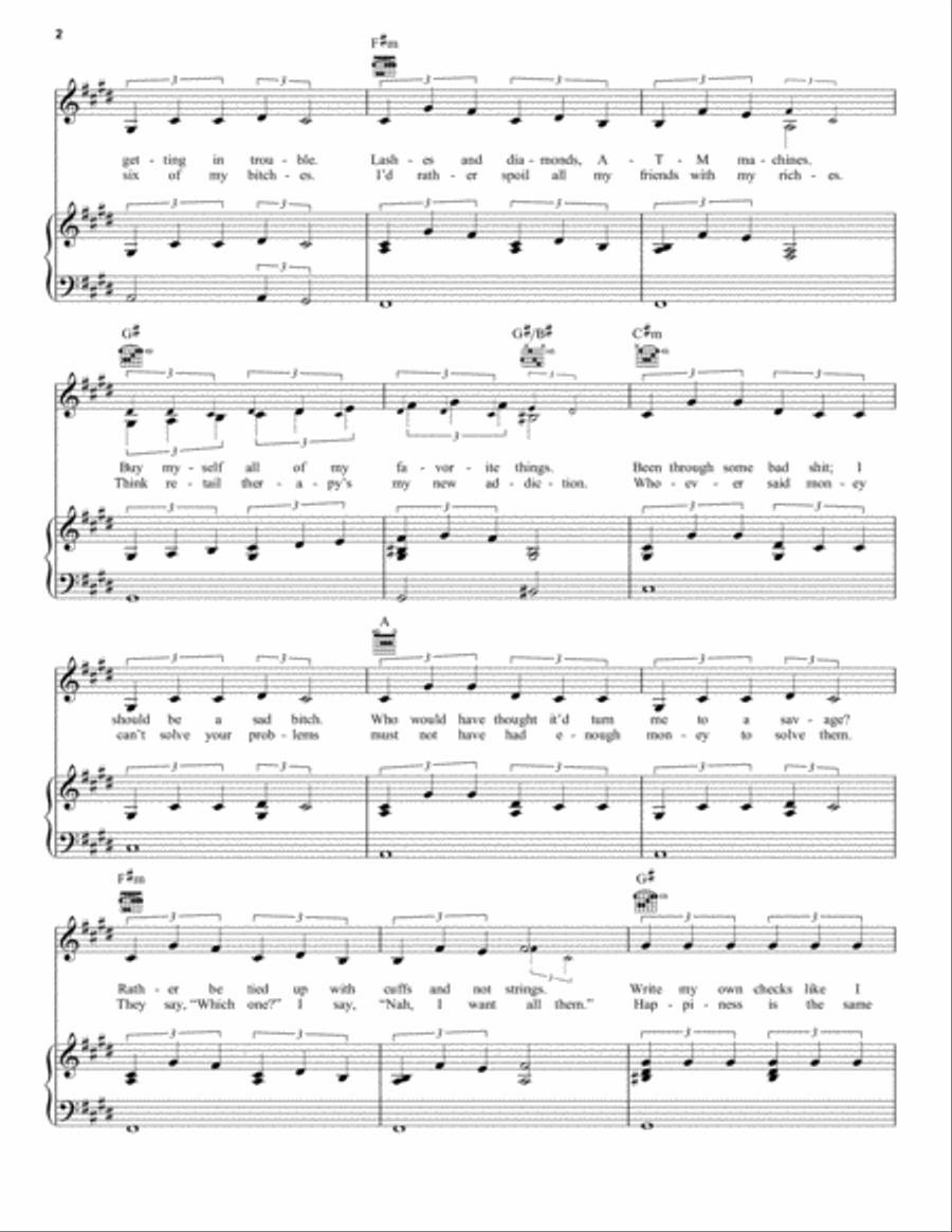 7 Rings Piano, Vocal, Guitar scores gallery preview page 2