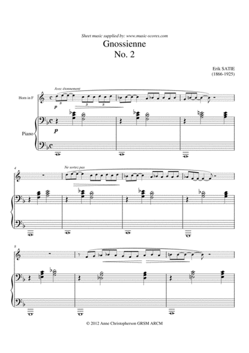 Gnossienne No.2 - French Horn and Piano image number null