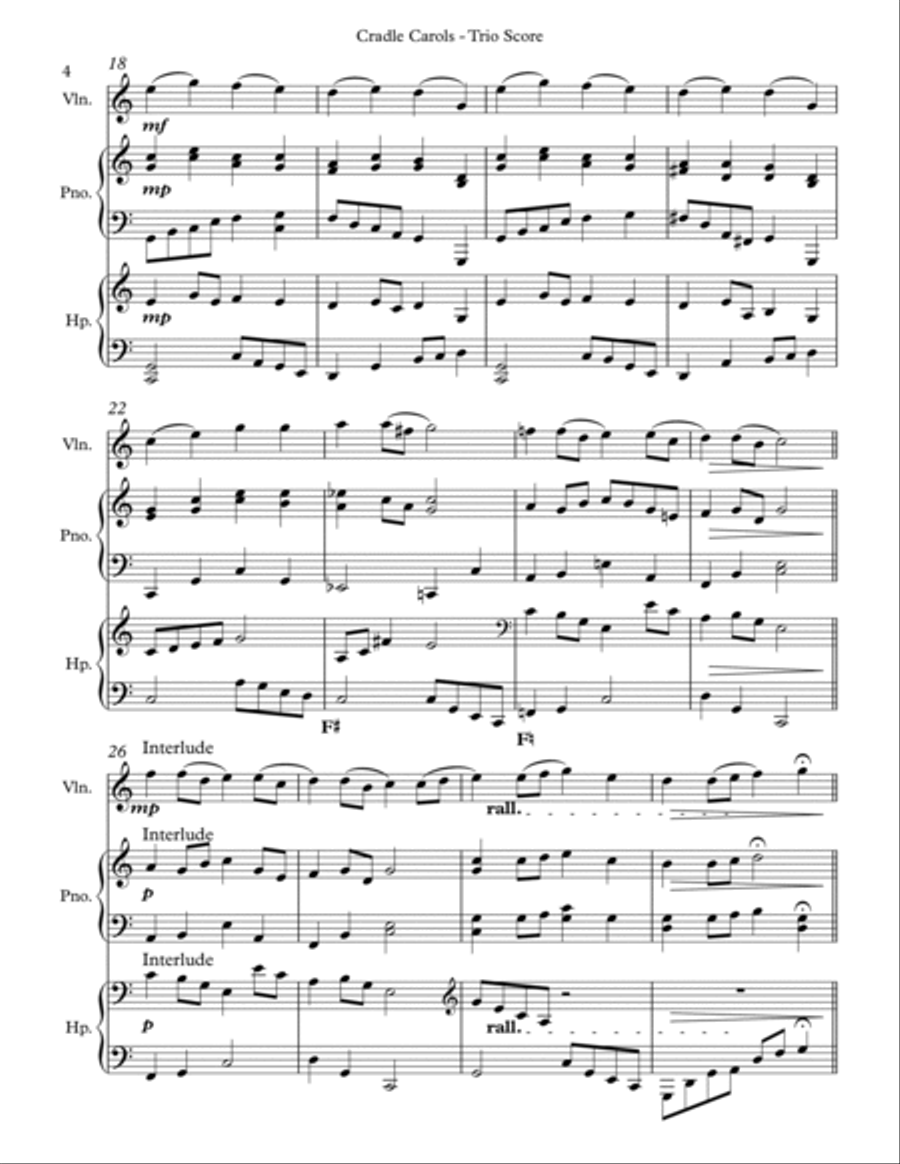 Cradle Carols, Trio for Violin, Pedal Harp and Piano image number null