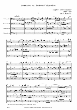 Sonata Op.34-1 for Four Violoncellos
