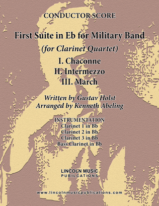 Book cover for Holst - First Suite for Military Band in Eb (for Clarinet Quartet)