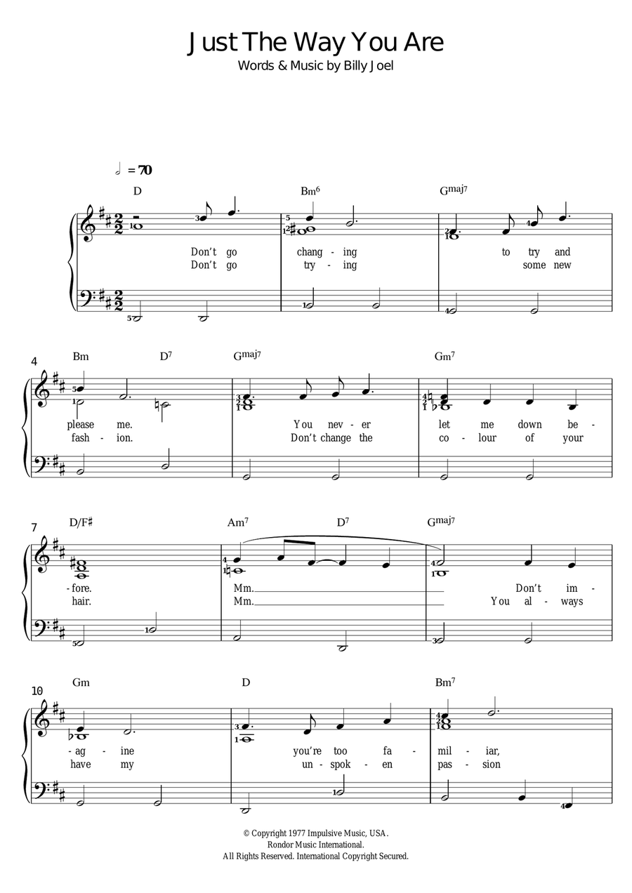 Just The Way You Are Just The Way You Are Voice scores gallery preview page 1