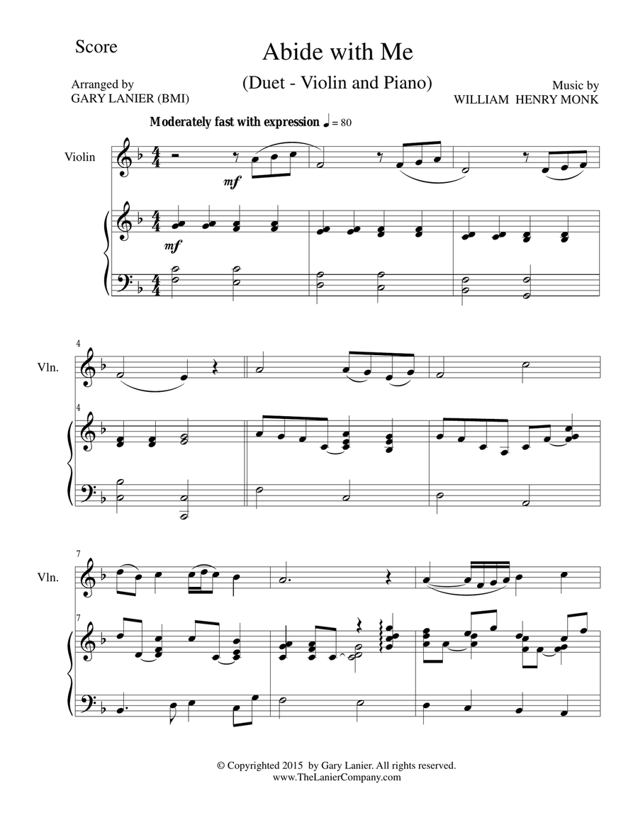ABIDE WITH ME (Duet – Violin and Piano/Score and Parts) Violin scores gallery preview page 1