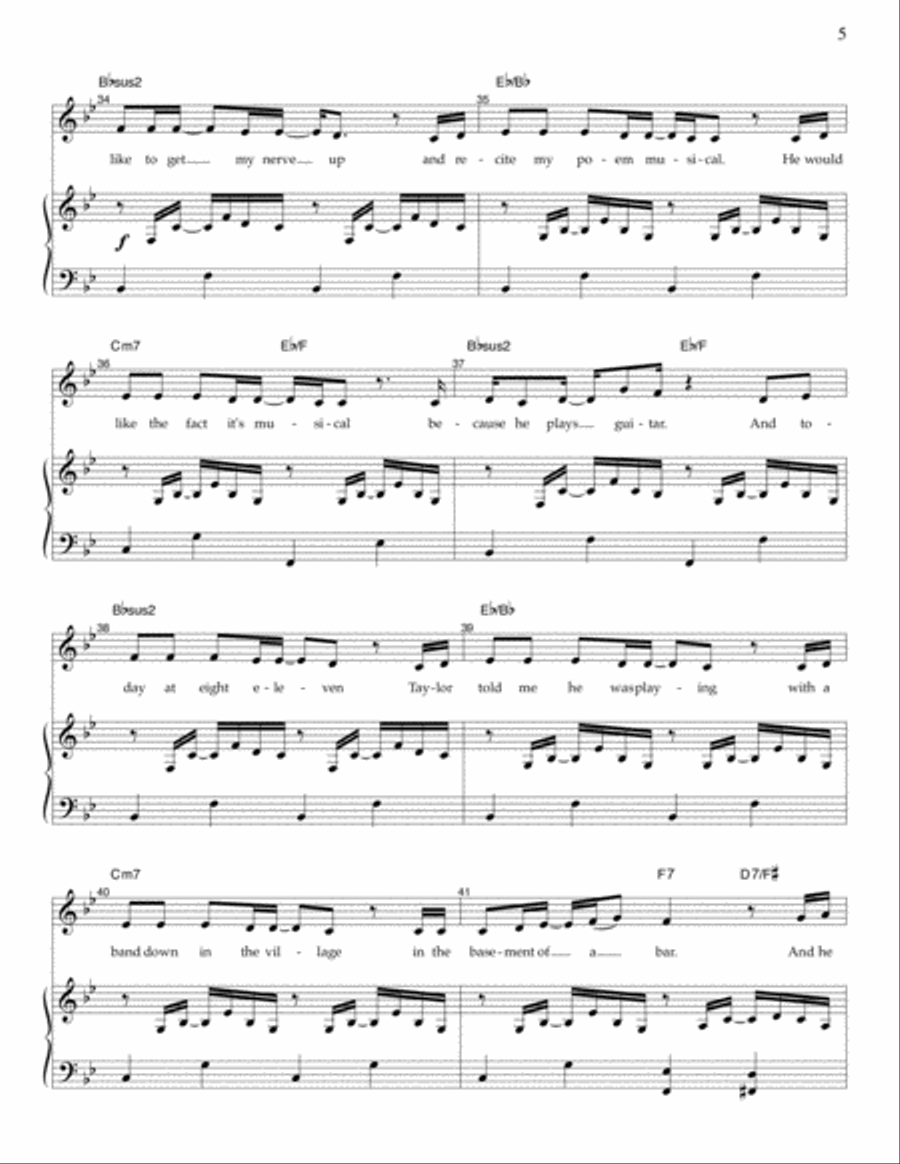 Taylor, The Latte Boy Piano, Vocal scores gallery preview page 5