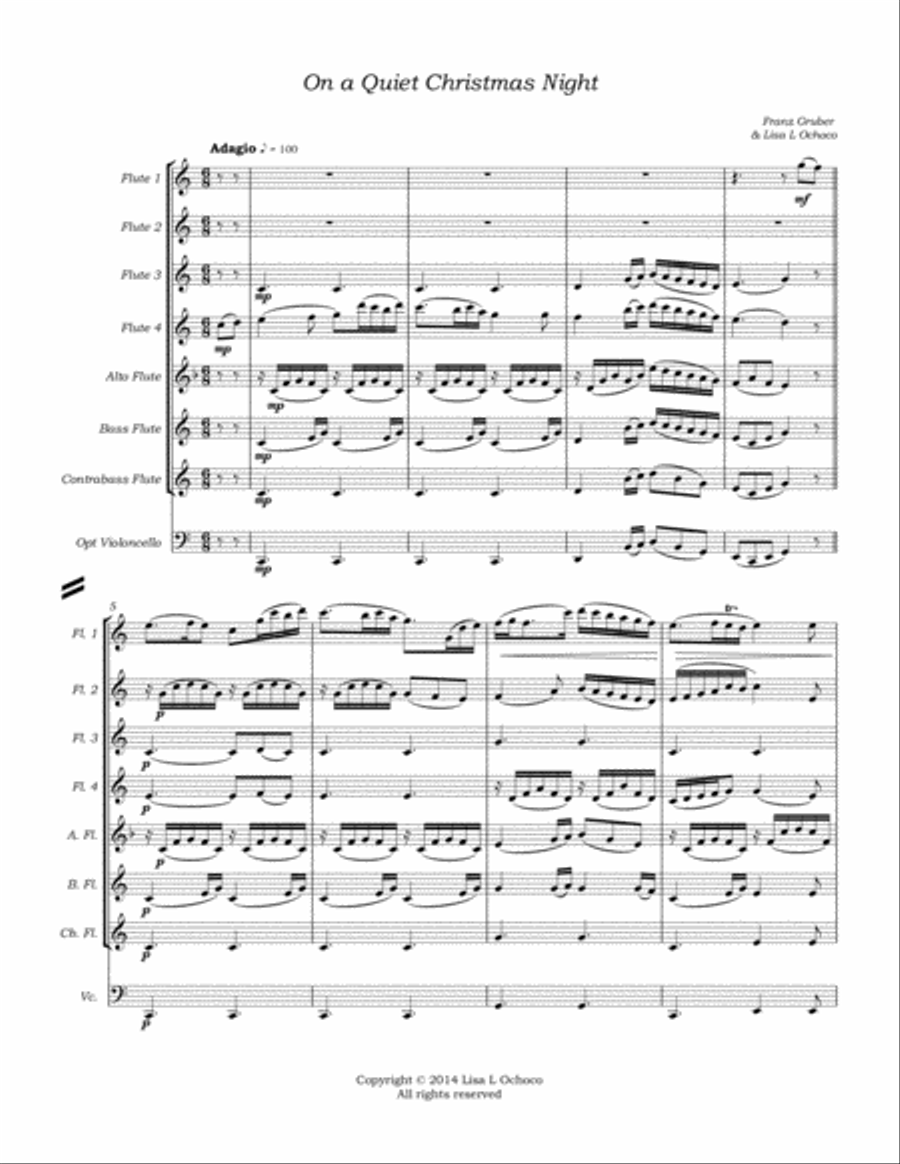 On a Quiet Christmas Night for Flute Choir Flute Choir scores gallery preview page 5