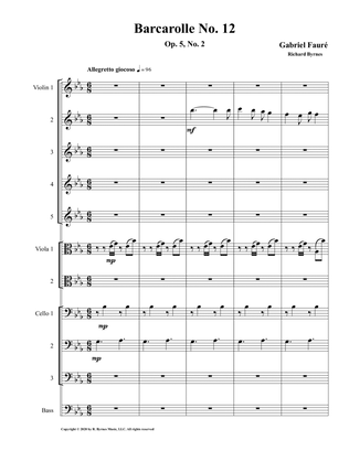Barcarolle 12, Op. 105, No. 2 by Gabriel Fauré (String Orchestra + Picc.)