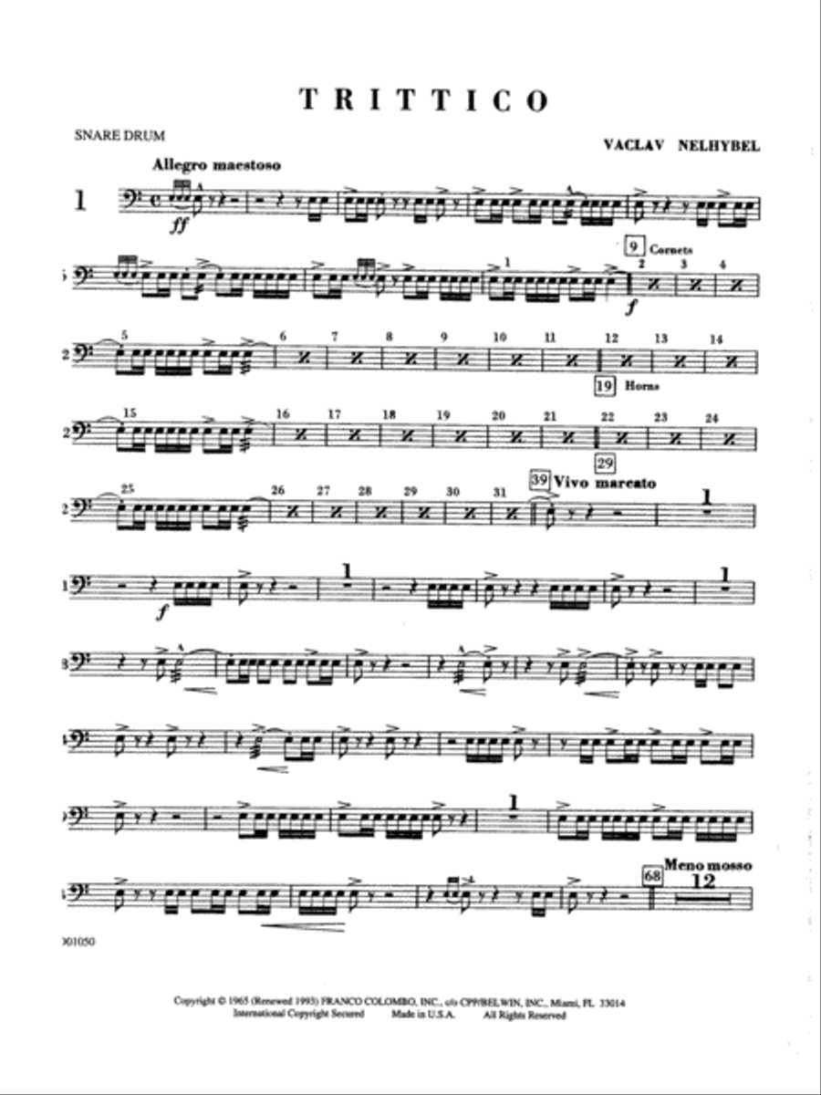 Trittico: Snare Drum Trittico: Snare Drum Concert Band scores gallery preview page 1