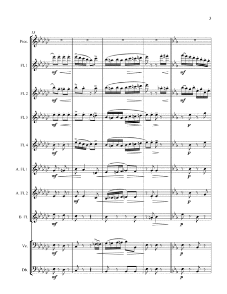 Italian Polka by Sergei Rachmaninoff arranged for flute choir - Pic, 4 C flutes, 2 alto lutes, bass image number null