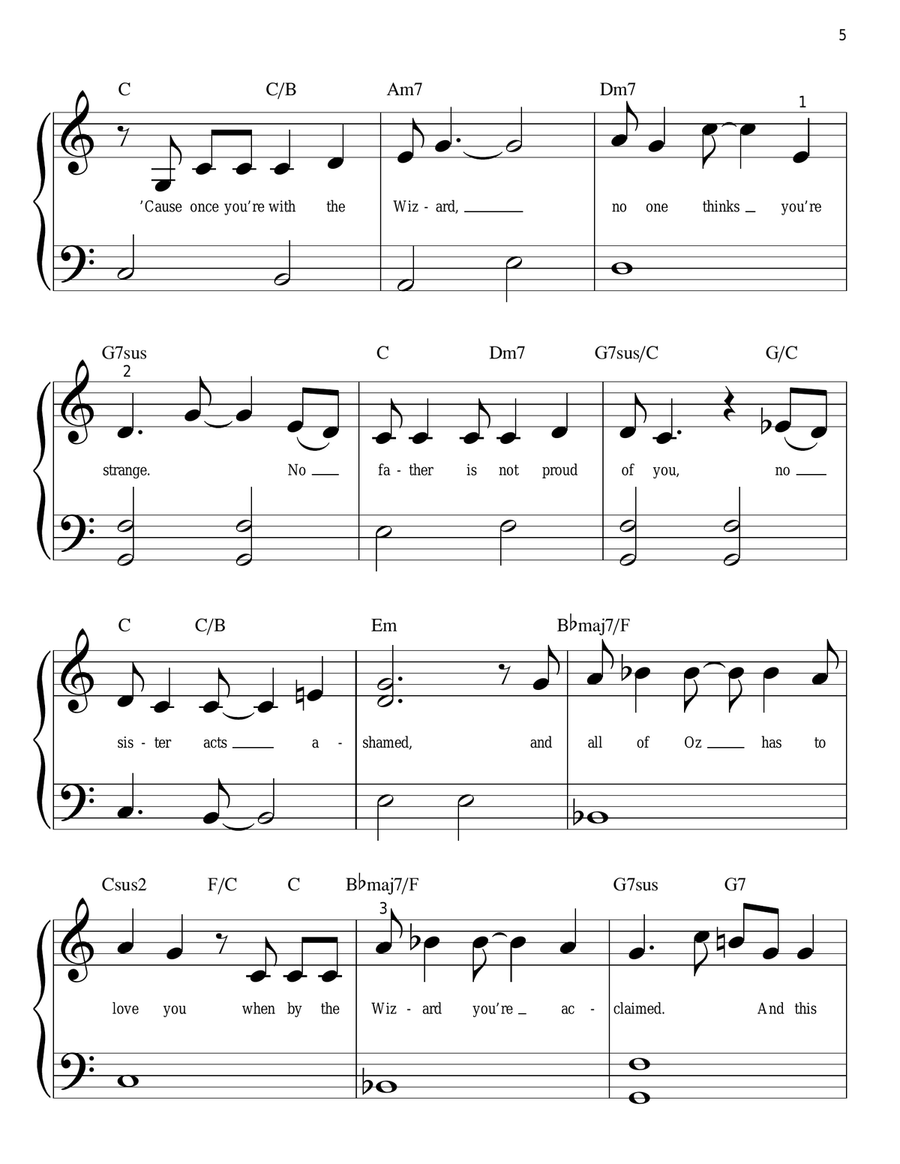The Wizard And I (from Wicked) Easy Piano scores gallery preview page 5