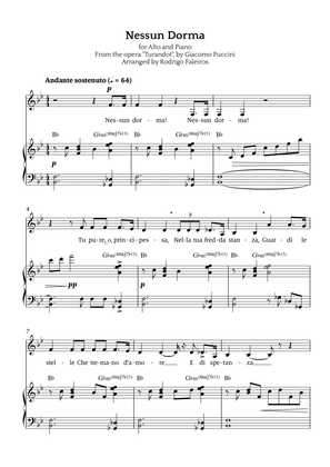 Nessun Dorma (for alto and piano)
