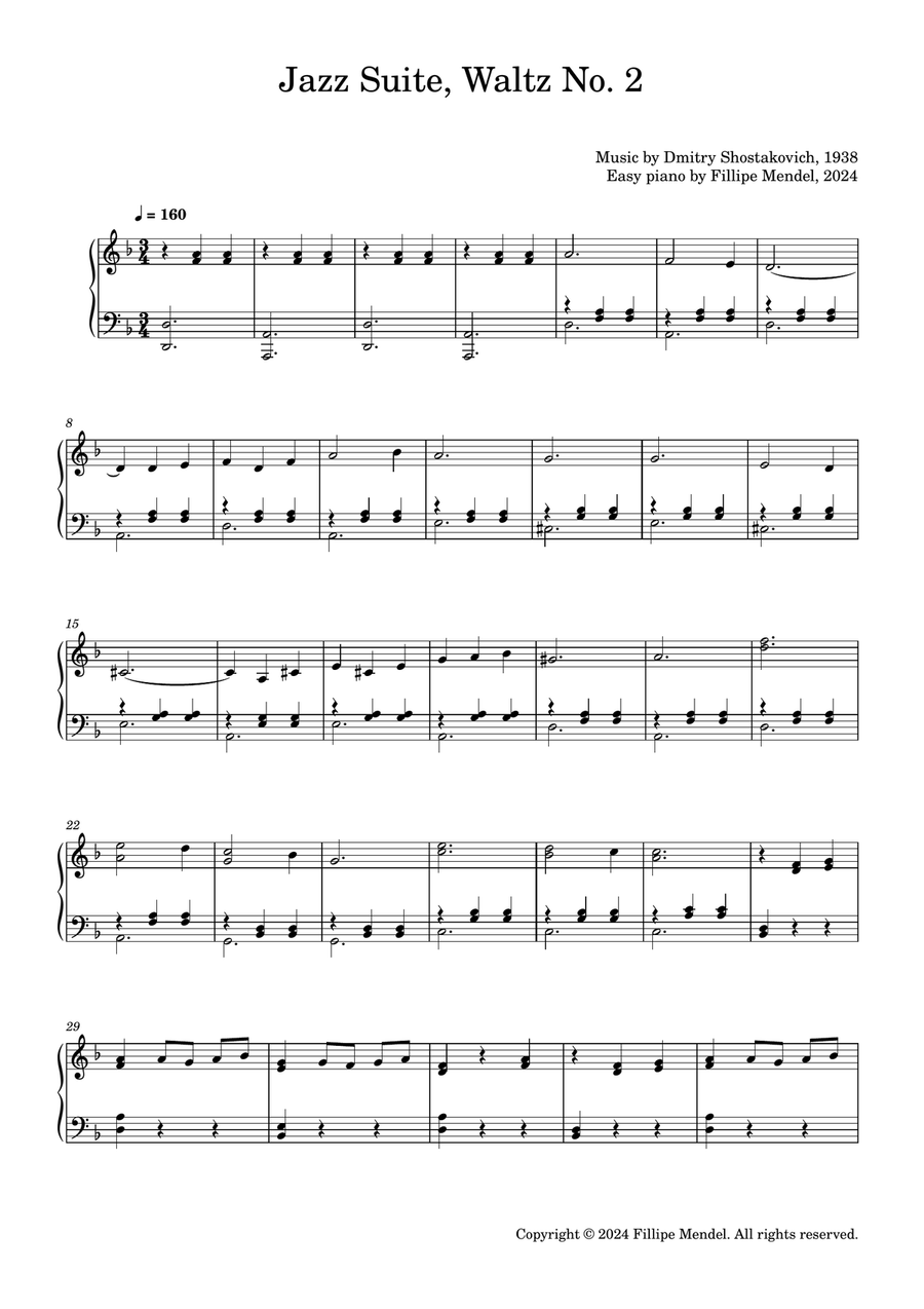 Shostakovich - Waltz No. 2 (easy piano) Easy Piano scores gallery preview page 2