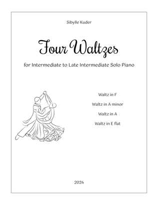 Book cover for Four Waltzes for Intermediate to Late Intermediate Solo Piano