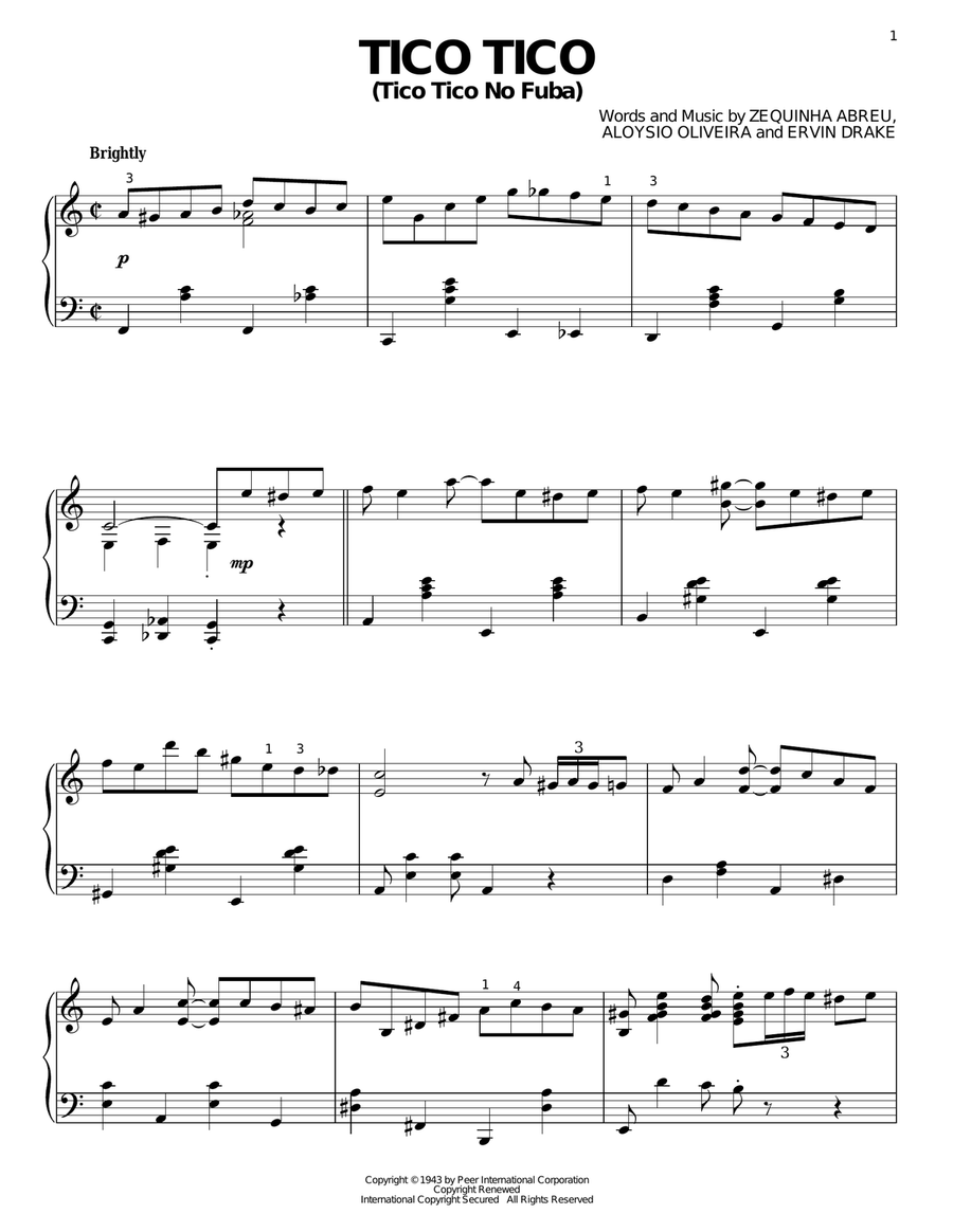 Tico Tico (Tico Tico No Fuba) Piano Solo scores gallery preview page 1