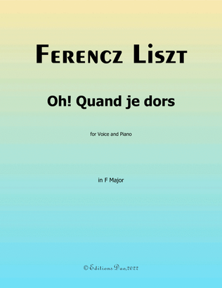 Book cover for Oh! Quand je dors, by Liszt, in F Major