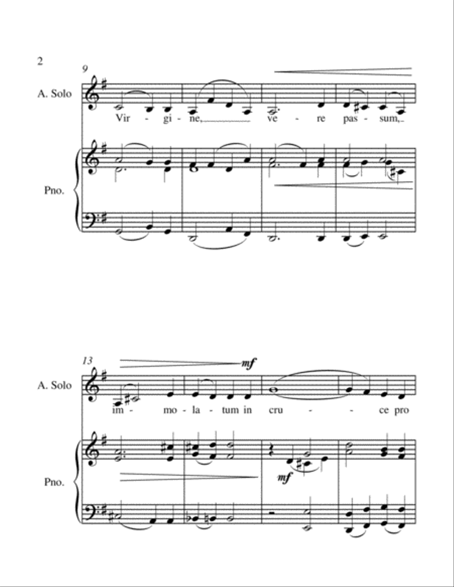 Ave Verum Corpus Alto Voice and Piano - Intermediate level Alto Voice scores gallery preview page 2