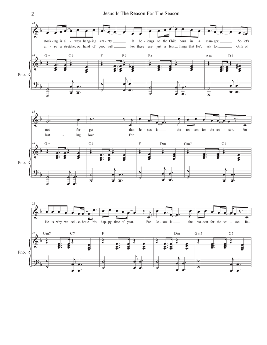 Jesus Is The Reason For The Season (for Unison Children's Choir) Unison Choir scores gallery preview page 2
