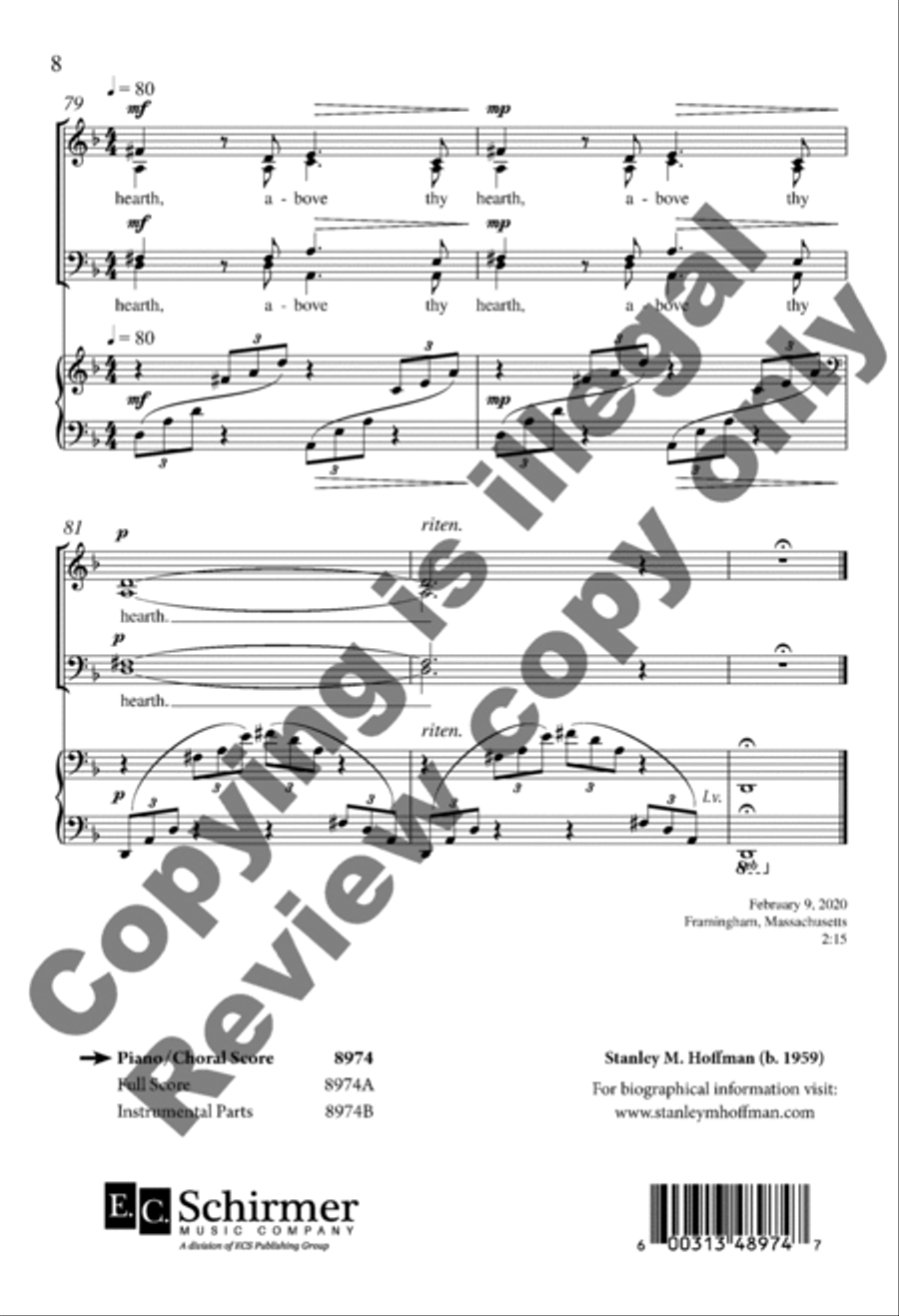 Kindle the Taper (Piano/Choral Score) 4-Part scores gallery preview page 8