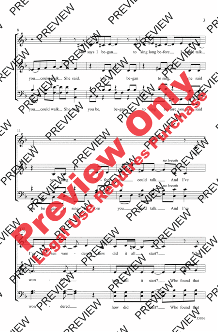 Thank You for the Music 4-Part scores gallery preview page 3