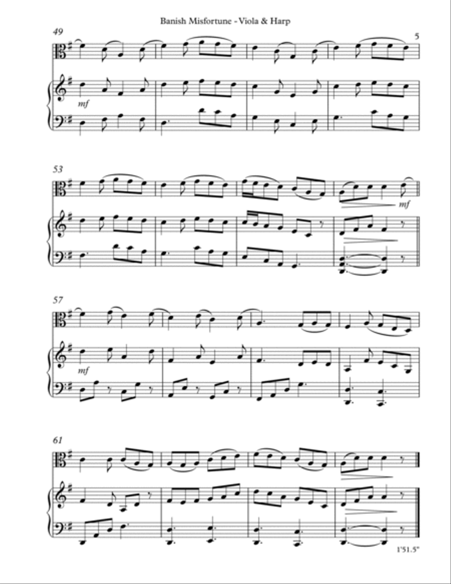 Banish Misfortune for Viola & Harp String Duet scores gallery preview page 5