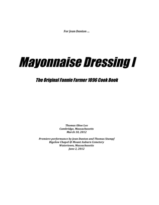 Mayonnaise Dressing I (2012) for soprano and piano
