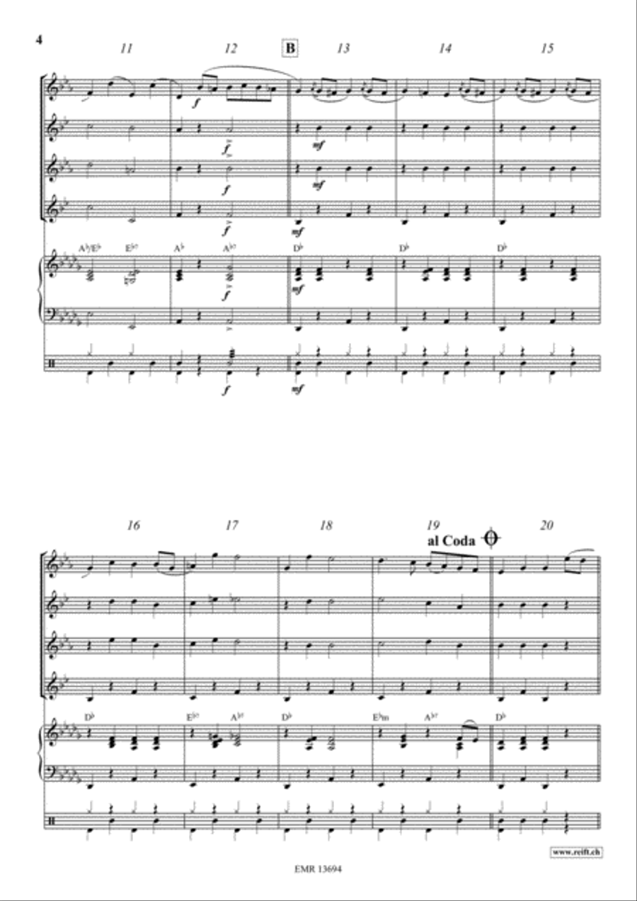 Radetzky March Saxophone Quartet scores gallery preview page 4