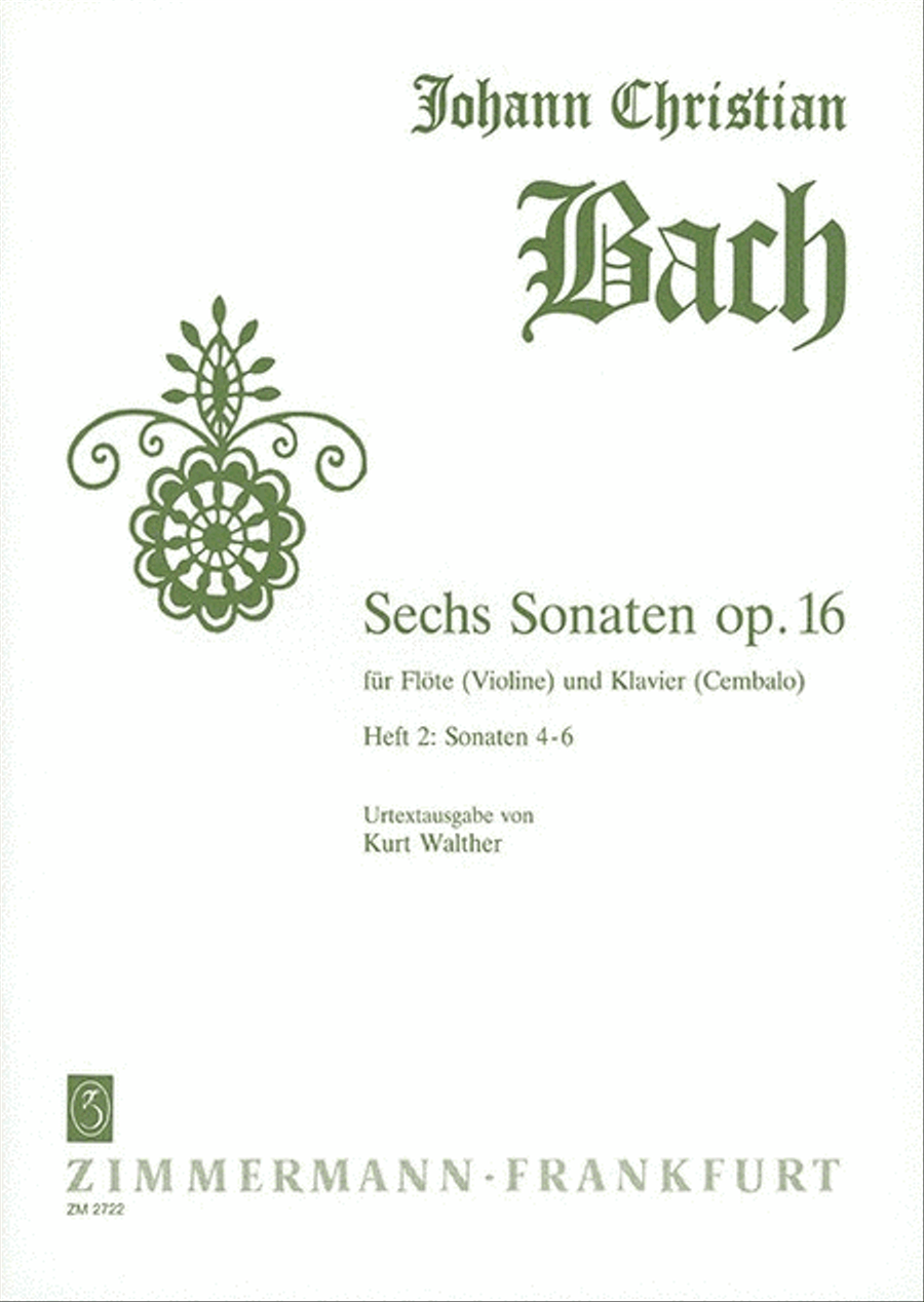 Six Sonatas Op. 16 Flute scores gallery preview page 1