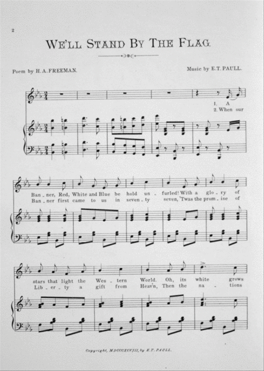 We'll Stand By the Flag. March and Song Voice scores gallery preview page 2