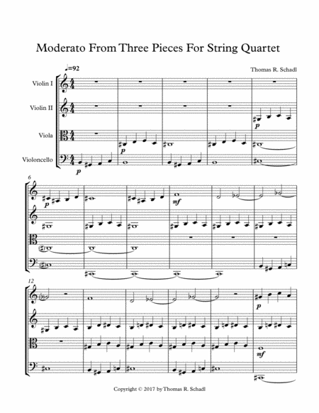 Moderato From Three Pieces For String Quartet