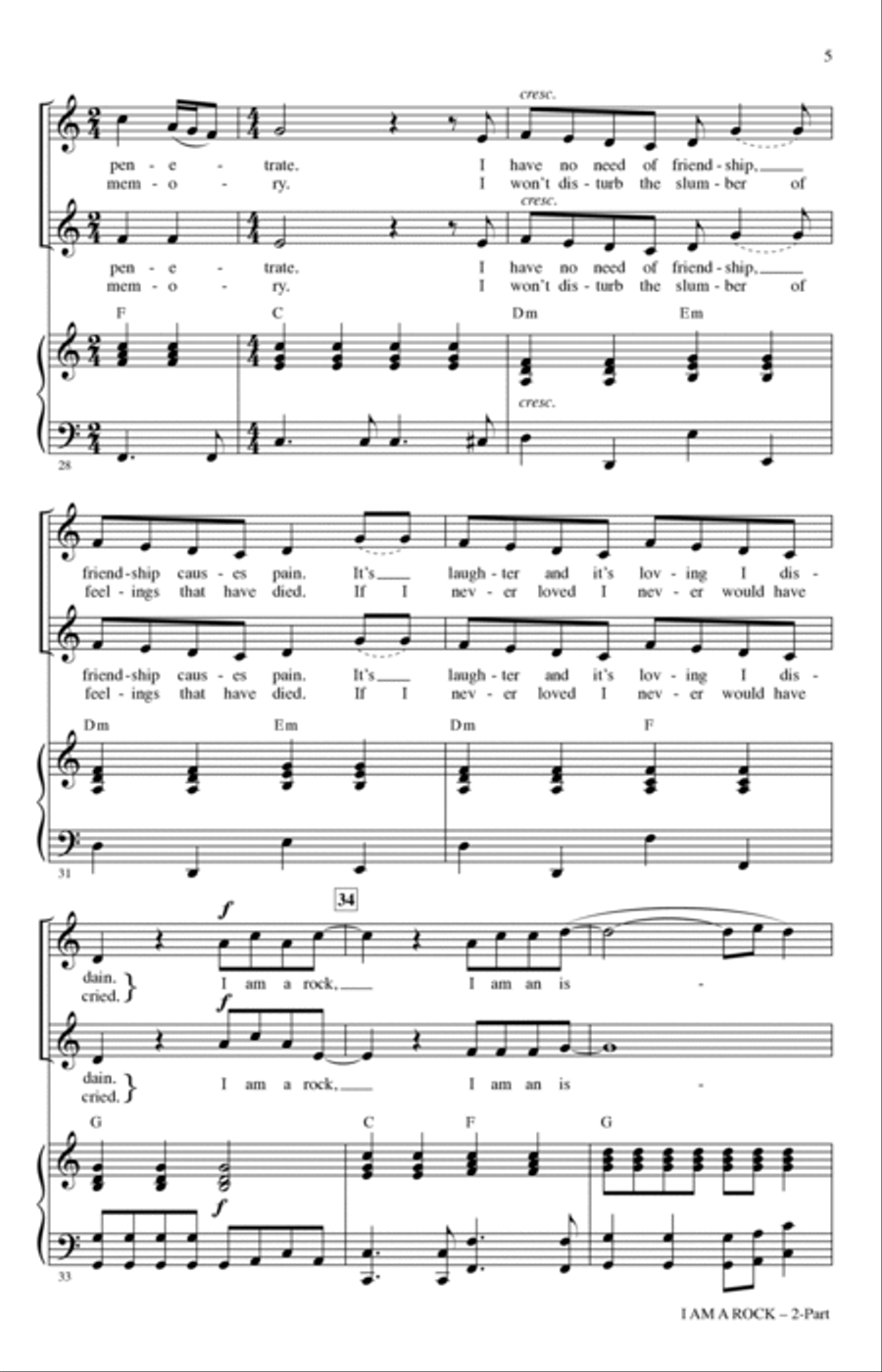 I Am A Rock (arr. Roger Emerson) 2-Part scores gallery preview page 4