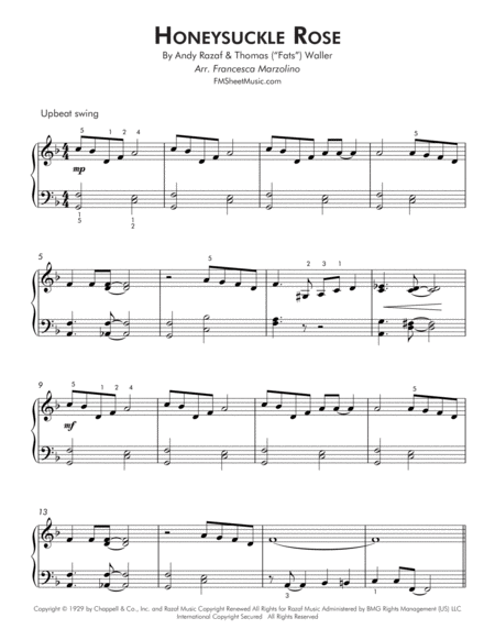 Honeysuckle Rose (Early Intermediate Jazz Piano) image number null