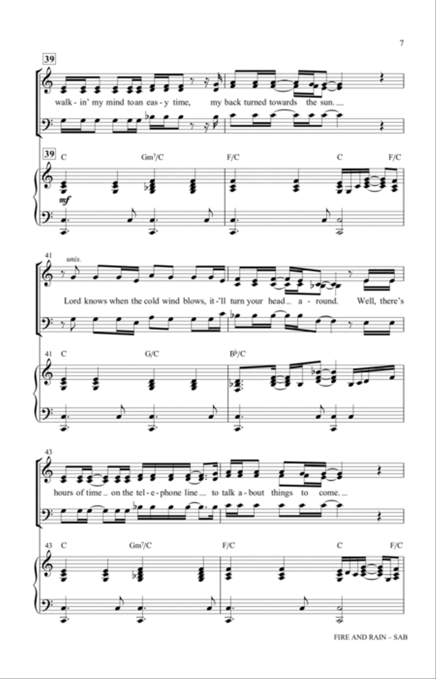 Fire And Rain (arr. Greg Gilpin) 3-Part scores gallery preview page 7