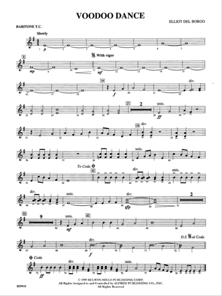 Voodoo Dance: Baritone T.C. Concert Band scores gallery preview page 1