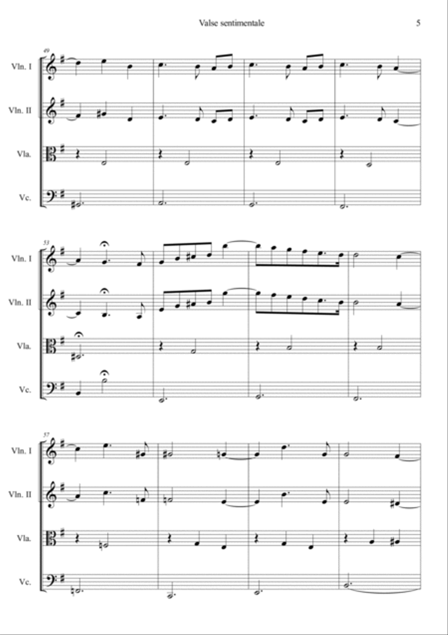 Valse sentimentale Op.51, No.6 String Quartet scores gallery preview page 5