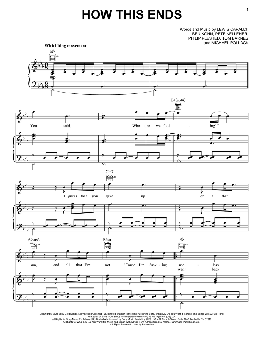 How This Ends Piano, Vocal, Guitar scores gallery preview page 1